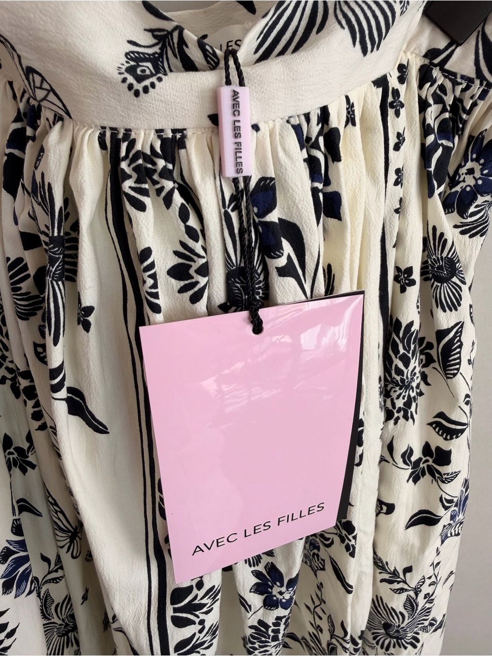 AVEC LES FILLES Botanical Print Smock Waist Midi Skirt - Picture 7 of 8
